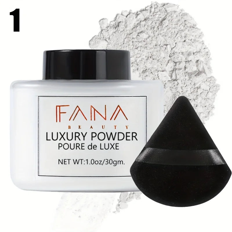 2025 Matte Finish Loose Powder with Triangle Beauty Sponge Set Oil Control Concealer Waterproof Powder Foundation Makeup
