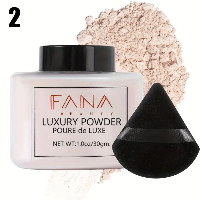 2025 Matte Finish Loose Powder with Triangle Beauty Sponge Set Oil Control Concealer Waterproof Powder Foundation Makeup