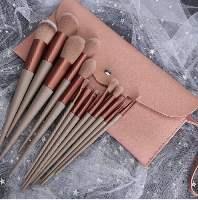 13PCS Professional Makeup Brush Set with Bag – Soft Foundation, Eyeshadow, Blush & Beauty Brushes for Women